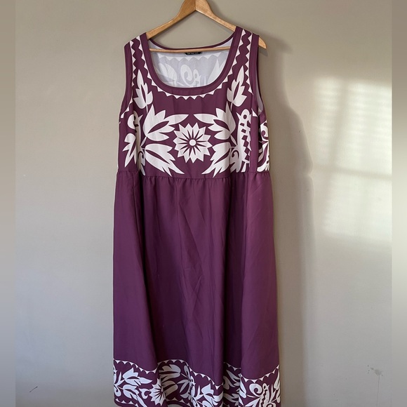 Boho Print Square Neck Elastic Waist Tank Dress - Picture 2 of 4
